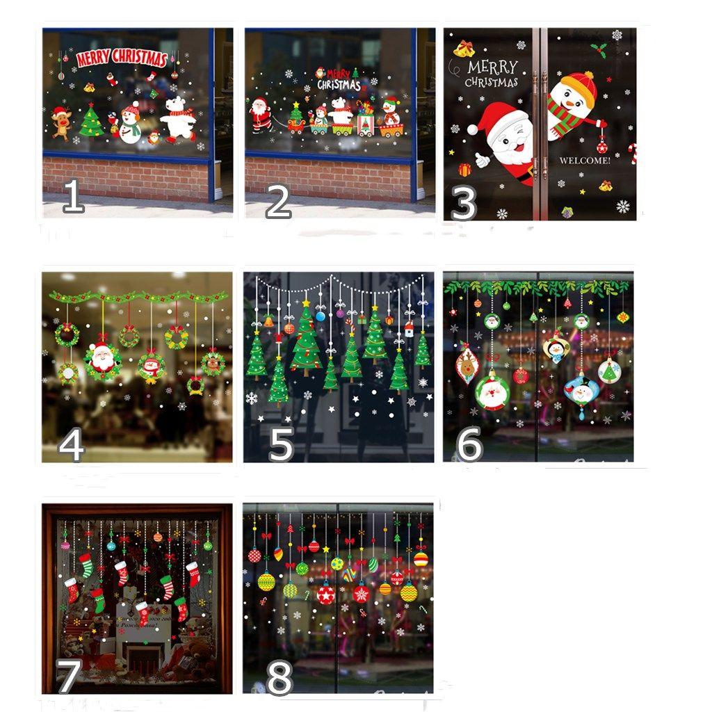 Year Holiday Scene Xmas Decoration Home Decals Christmas Window Stickers Santa Claus Wall Sticker