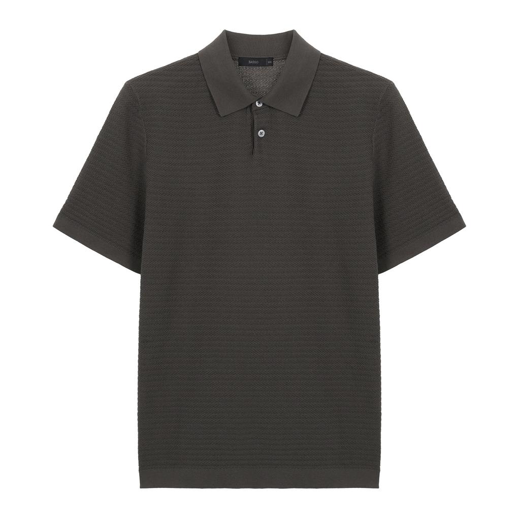 BASSO Soft Rib Breeze Short Sleeve Collared Knit (Bsy2Wt33A)