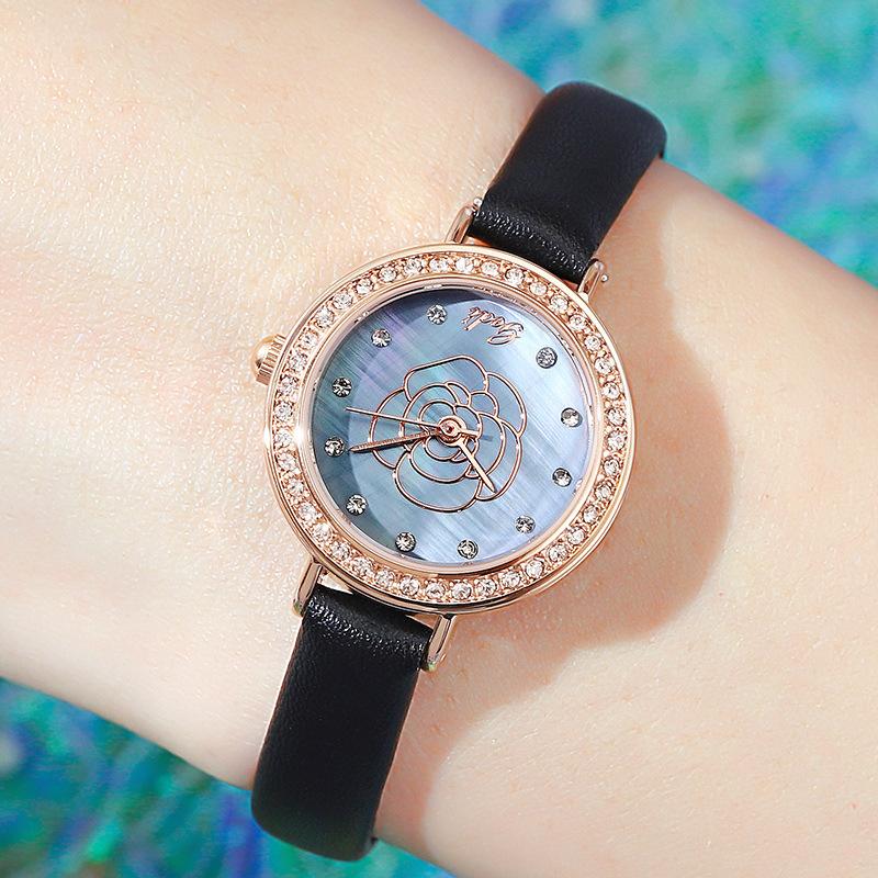 With Dial Diamond Round Belt Wrist Women'S Watch Fashionable And Fresh Student Casual Women'S Watch