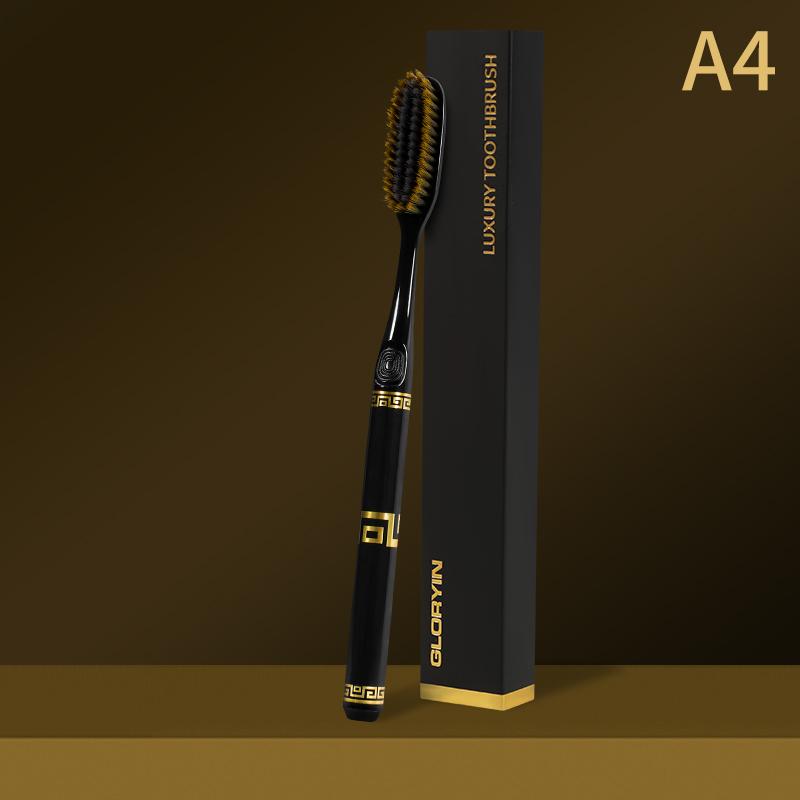 

ГИН [в индивидуальной упаковке] новая зубная щетка с черной золотой печатью на ручке, удлиненной головкой щетки, эффективная очистка, мягкая щетина