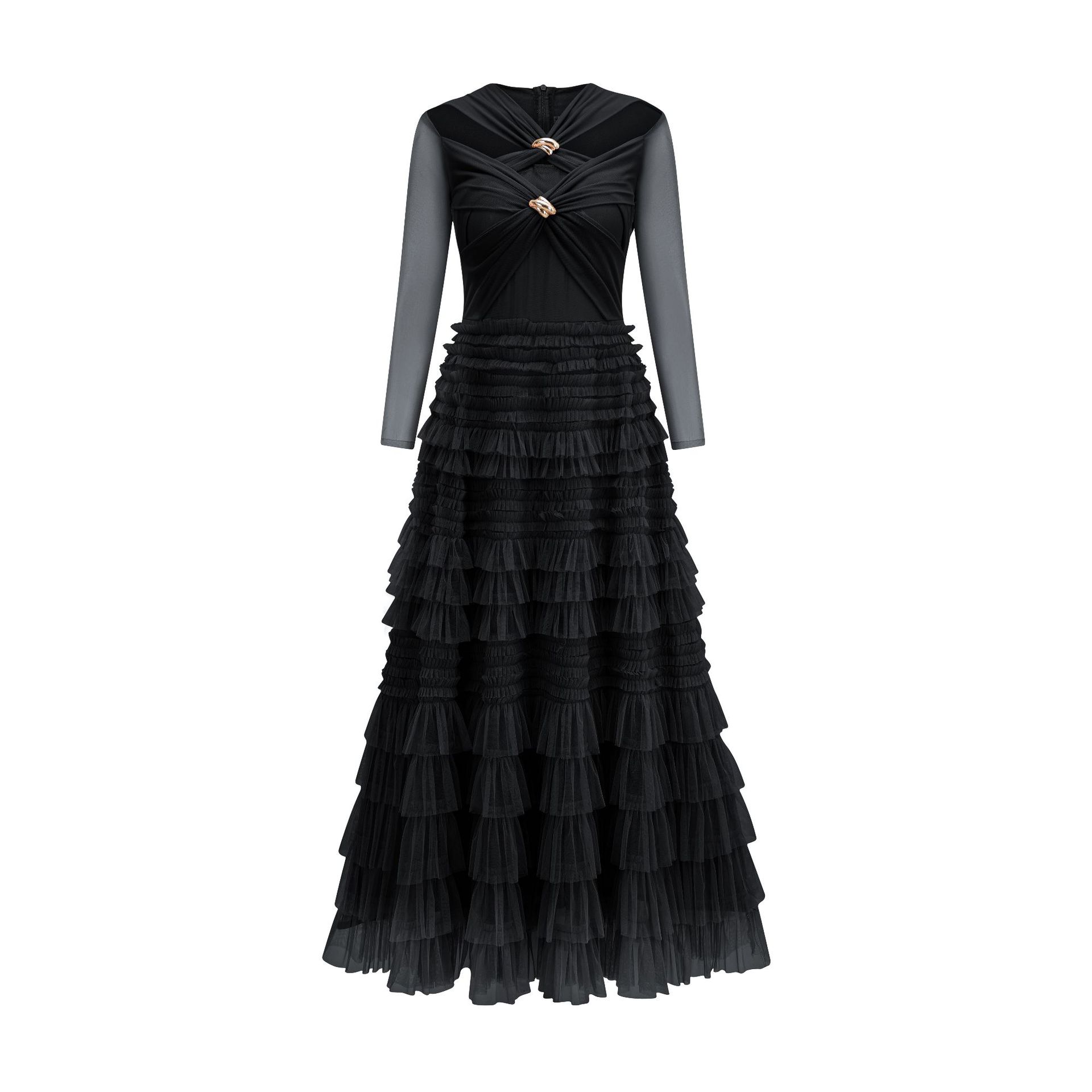 

Осень и Зима Новинка Нишевое Платье с Крестом Персонализированное Темперамент Элегантное С Длинным Рукавом А-силуэта Повседневная Женская Одежда XL чёрный