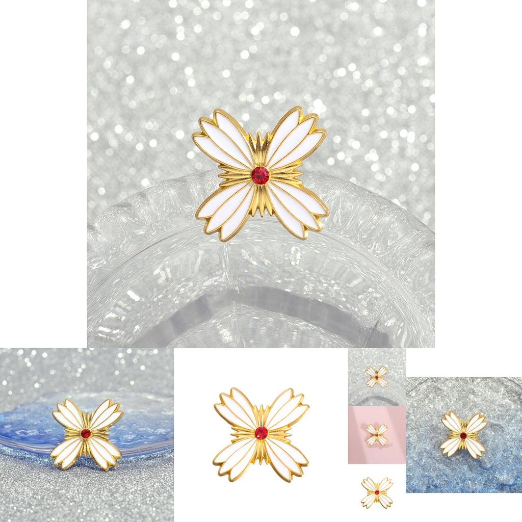 Exquisite Cartoon Character Metal Badge Brooch With Beautiful Floral Design For Anime Fans