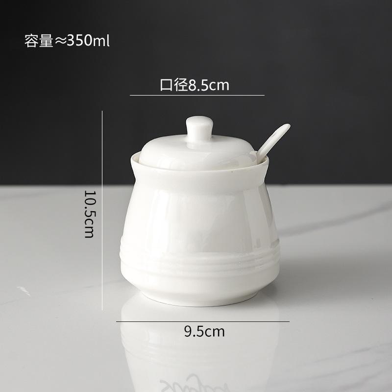 

Ceramic Candy Jar Black and White Seasoning Jar Home Storage Box Spoon Salt Bottle Storage Container Household Kitchen Supplies