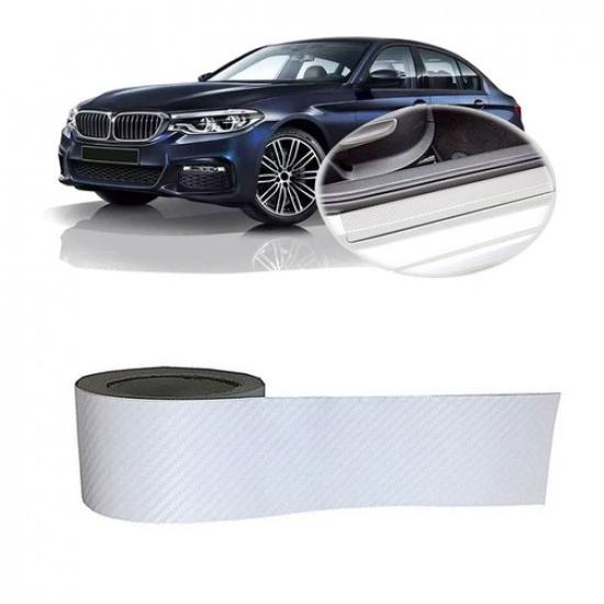 White Carbon Fiber Car Door Sill Scuff Cover Anti Scratch Sticker Accessories