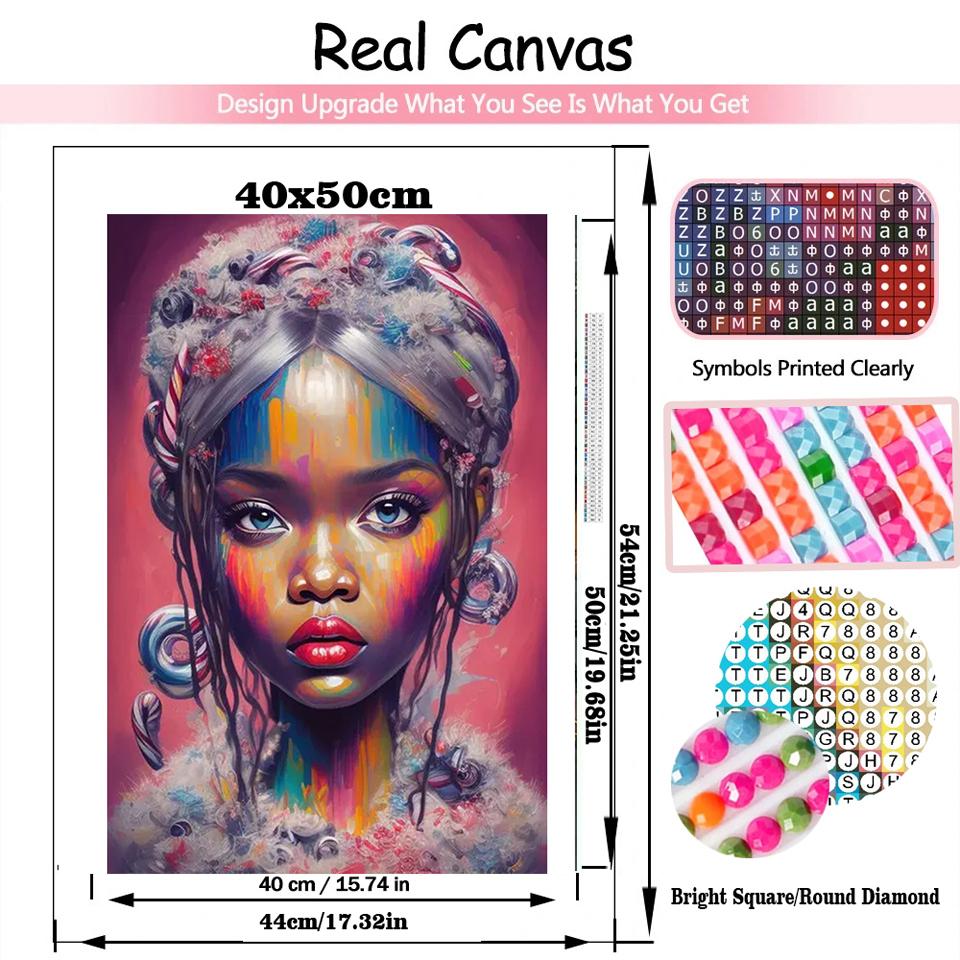 Abstract African Black Female Portrait 5DDIY Diamond Painting Art Cross Embroidery African Girl Painting Living Room Decoration