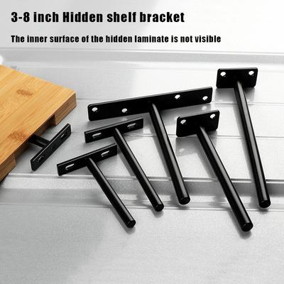 Floating Shelf Bracket Wall shelf,Black Floating Shelf Hardware Blind Shelf Supports Hidden Brackets for Floating Wood Shelves