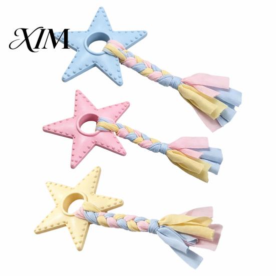 Bite Resistant Dog Toy Star Shaped Chew Toy, Pet Boredom with Braided Cloth Strip, Aggressive Chewer Teeth Cleaning Teething