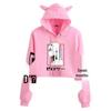 Japanese Anime Zero Two "Darling in the Franxx" Cat Ear Cropped Hoodie