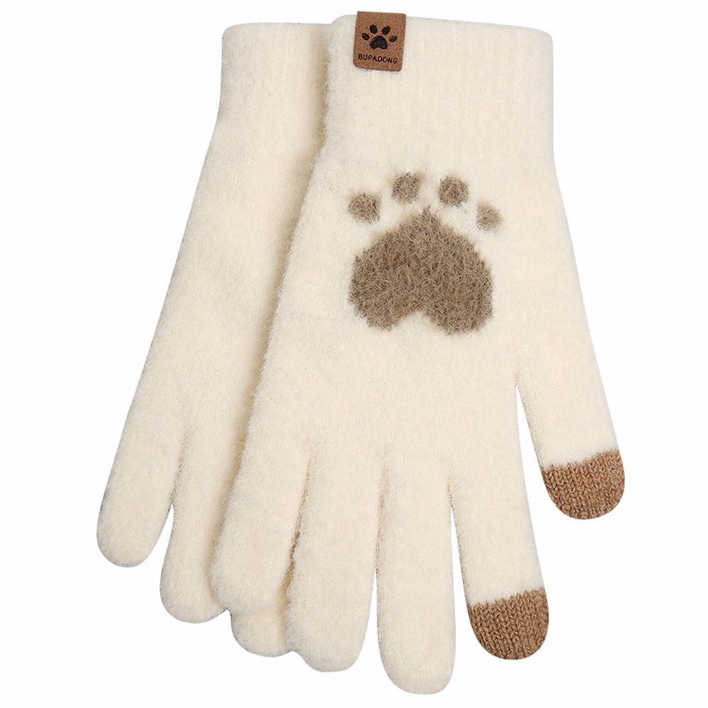 Soft Women Plus Velvet Love Knitted Wool Mittens Female Gloves Driving Gloves  Gloves