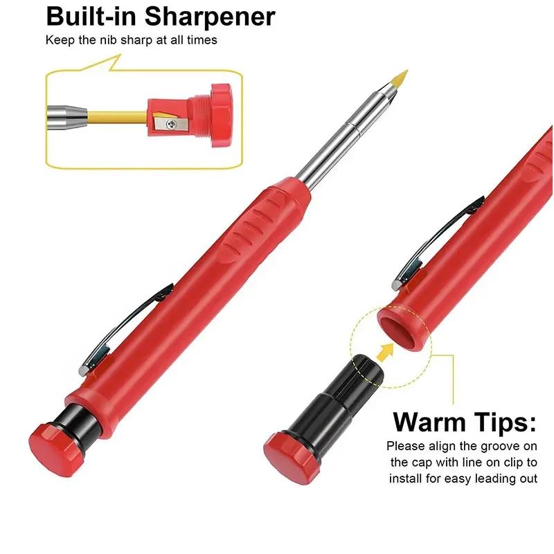 28mm Solid Carpentry Mechanical Pencil with Sharpener for Woodworking Construction Long End Carpentry Pencil Stationery
