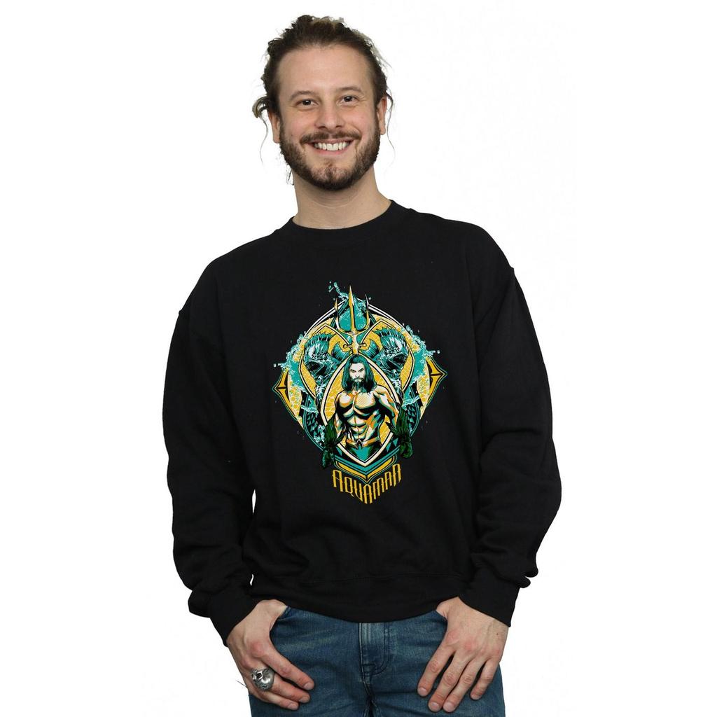 DC Comics Mens Aquaman The Trench Crest Sweatshirt