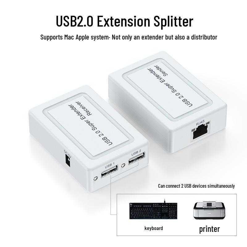 USB 2.0 100m Extender: USB to RJ45 Splitter for Mouse, Keyboard, Camera, Amplifier, Network