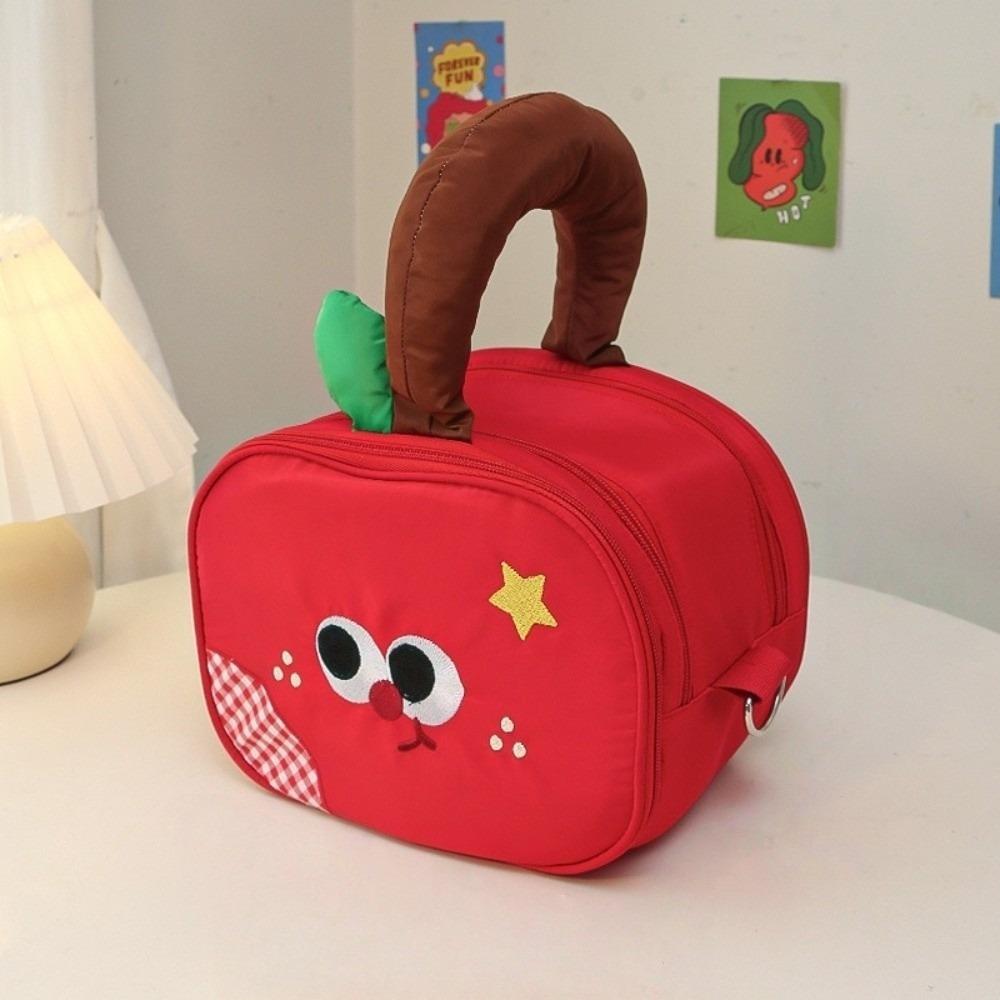 Handle Fruit Plaid Makeup Bag Storage Travel Cosmetic Container  Data Cable Storage