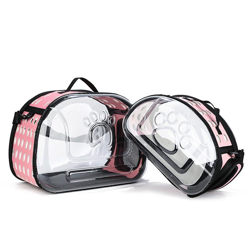Foldable Transparent Cat Carrier Breathable Outdoor Travel Champing Pet Handbag for Puppy Kitten Pet Shoulder Strap Bag