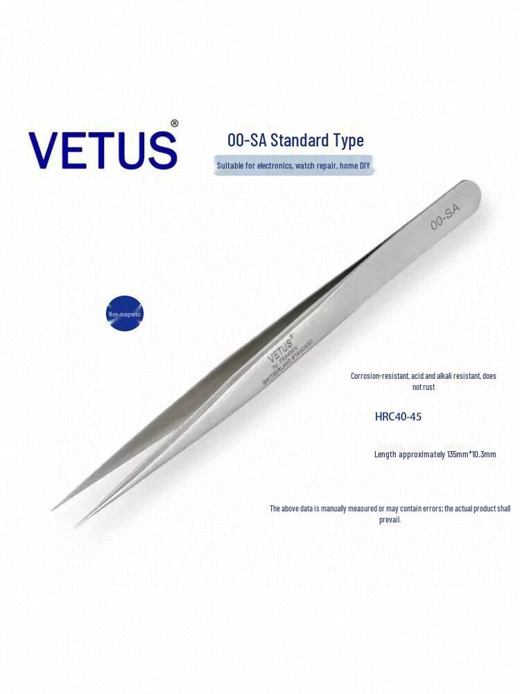 VETUS 00-SA High Precision Stainless Steel Non-Magnetic Acid-Resistant Multi-purpose Tweezers