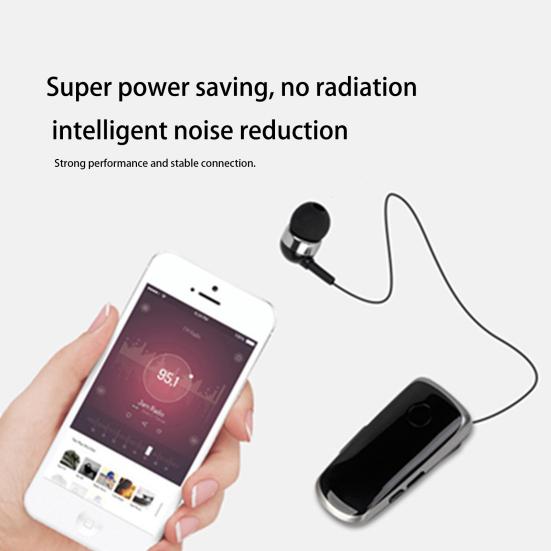 Wear Clip Wireless Earbud Cable Pulling One-touch Retraction Bluetooth-compatible 5.0 Hands-free Remind Vibration Lapel Clip Earphone Sports Supply