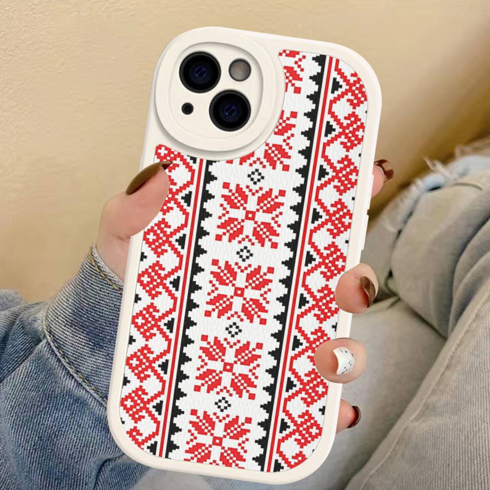 G-Ukraine Ornament Pattern Phone Case For IPhone 16 15 14 13 12 11 Pro Max Plus Leather Soft Cover