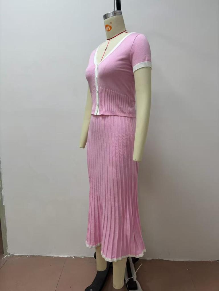 Elegant Spring & Summer Women's 2-Piece Knit Skirt Set - Casual Commute Fashion