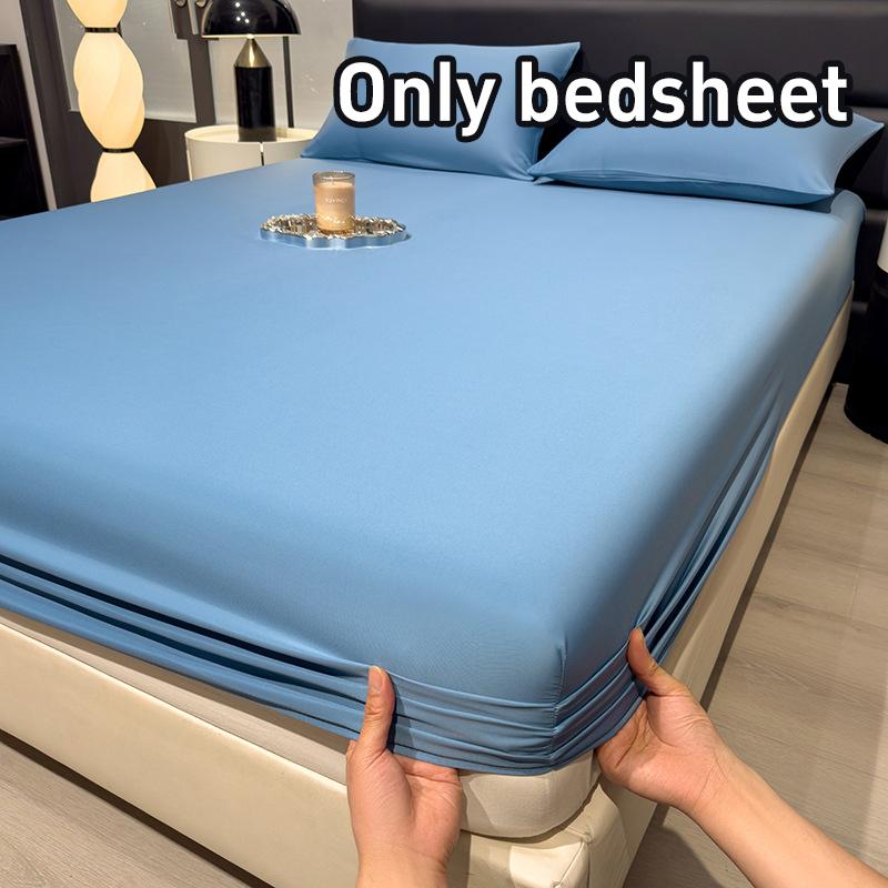 Cool Touch Ice Silk Fitted Sheet Summer Cooling Mattress Protector Cover Non-slip Bed Sheet For Hot Sleepers & Night Sweats