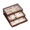 Transparent Window Wooden Jewelry Box Rings Necklace Jewelry Storage Case  Vacation