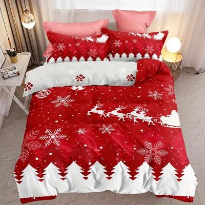 Christmas Theme Duvet Cover Set, Christmas Tree Gingerbread Man Snowflake Print Bedding Set Soft Comfortable Breathable Duvet C