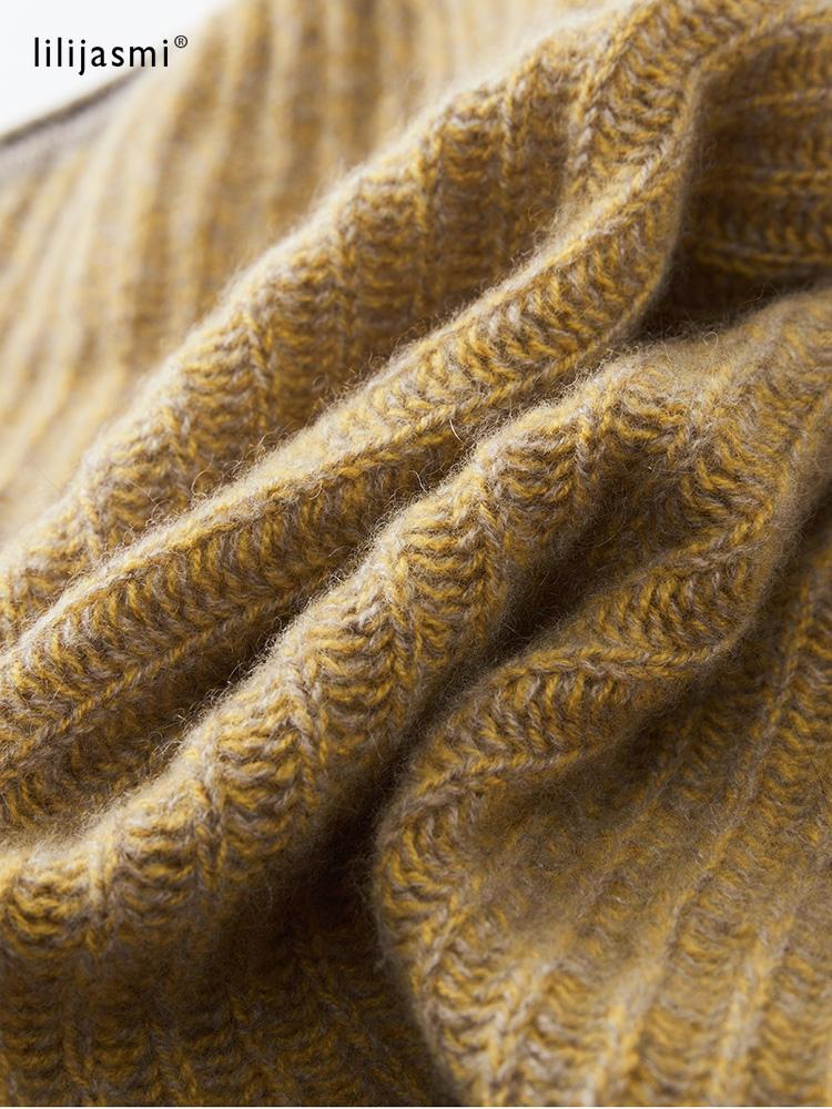 Women 100% Cashmere Triangle Scarf Bounded Ribbing Shawl Neck Warmer Multipurpose Cowl Pashmina Soft Knit Accessories 145x39cm