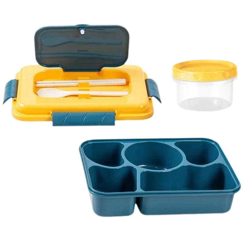 4/5 Compartment Lunch Box with Small Bowl Bento Box Leakproof Students Office Worker Microwae Heating Portable Lunch Boxes