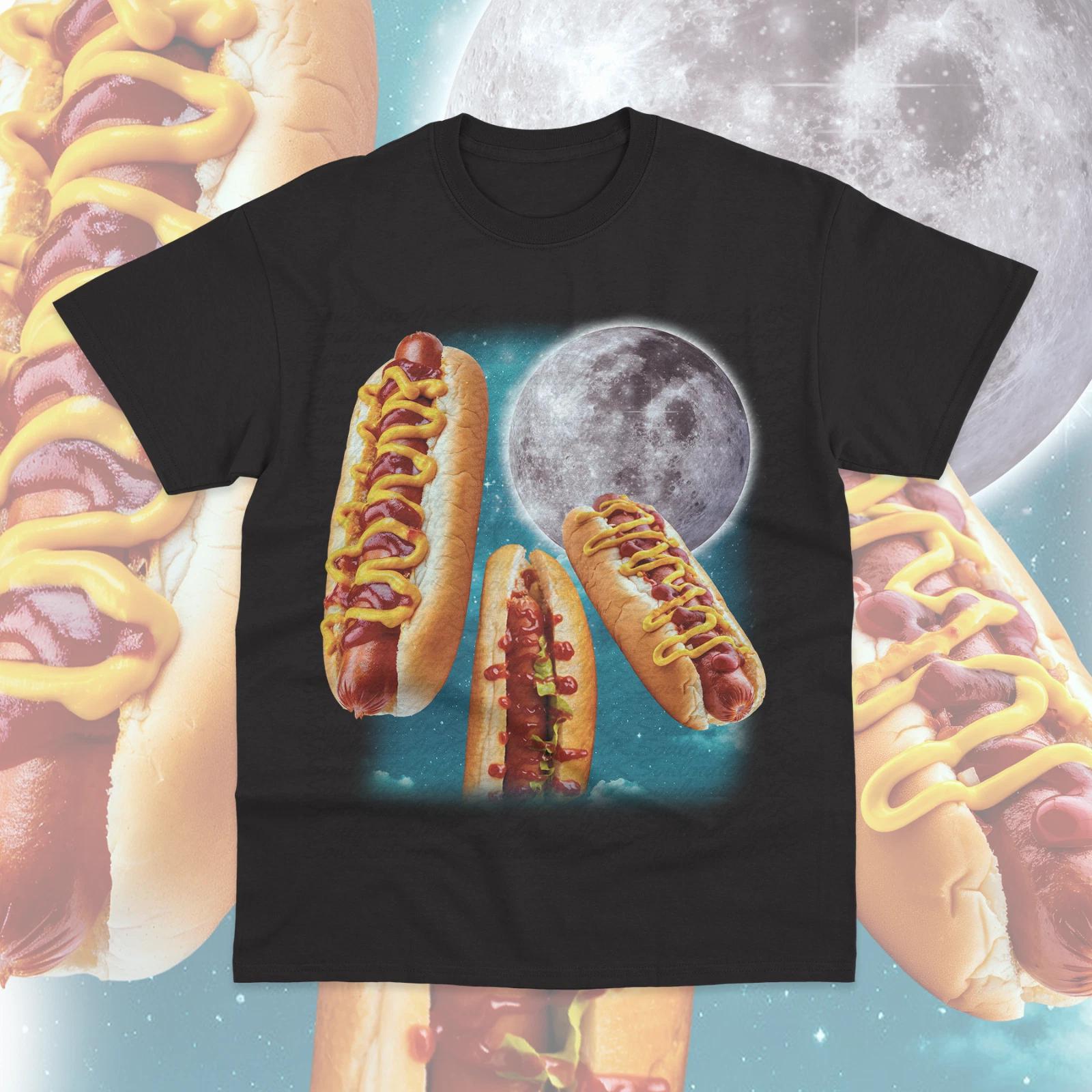 Three Hot Dogs T- Shirt Funny Hot Dog Month Pariotic BBQ Unisex Sweater Tee XL