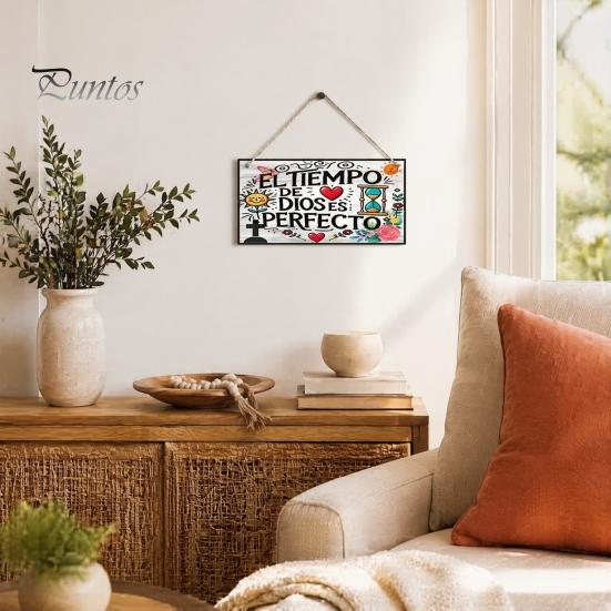 Inspirierendes Gebetskunst Spanisches Religiöses Wandbehang-Ornament mit Rosenkreuz-Blume, Neue Wohnung Einweihungsgeschenke Holz-Dekor-Anhänger