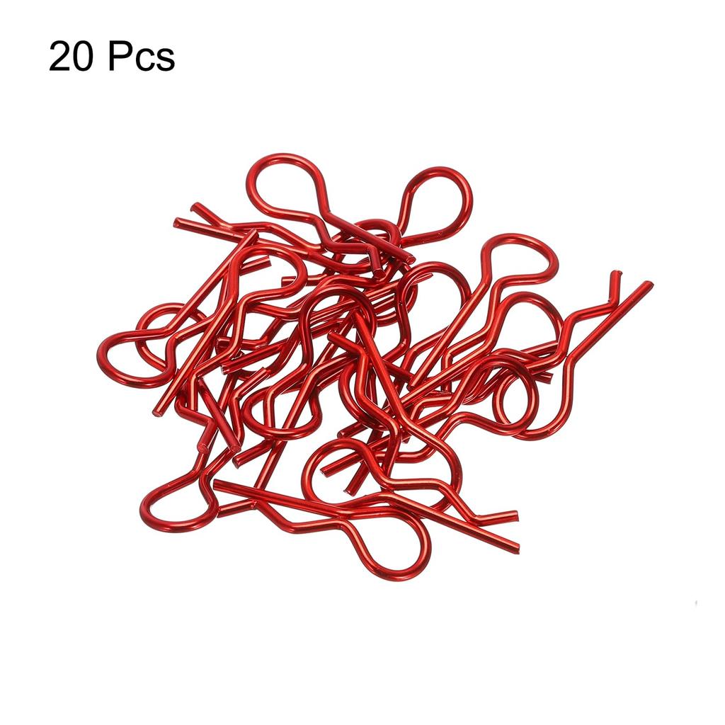 uxcell 20-Piece Set of 90 Degree Angle Body Clips with Bent Spring Pins for 18, 110, and 112 Scale RC Car Crawler Truck Shell Replacement (Red)