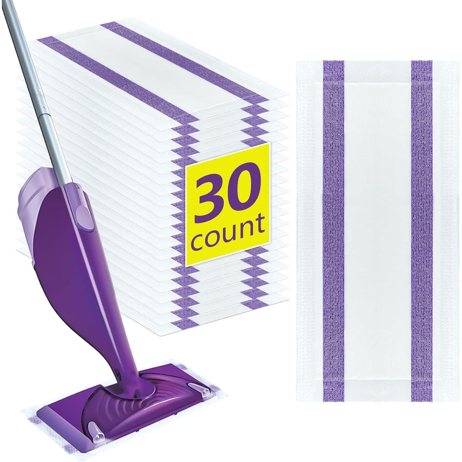 30 шт. Одноразовые салфетки Wetjet для Swiffer Wet Jet, Спрей-салфетки для влажной уборки, Сменные салфетки для усиленной уборки, Для всех типов поверхностей 30-Pack белый
