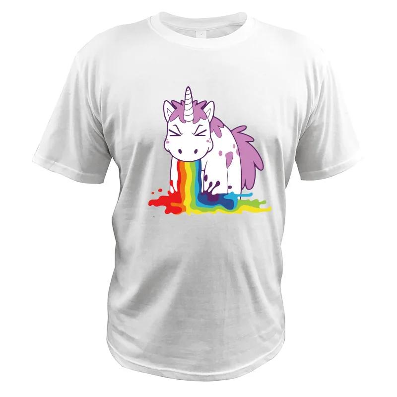 Einhorn T-Shirt Regenbogen Lustig Parodie Hochwertige Baumwolle Weiß Schwarz Tops Cartoon T-Shirt Geschenk EU Größe