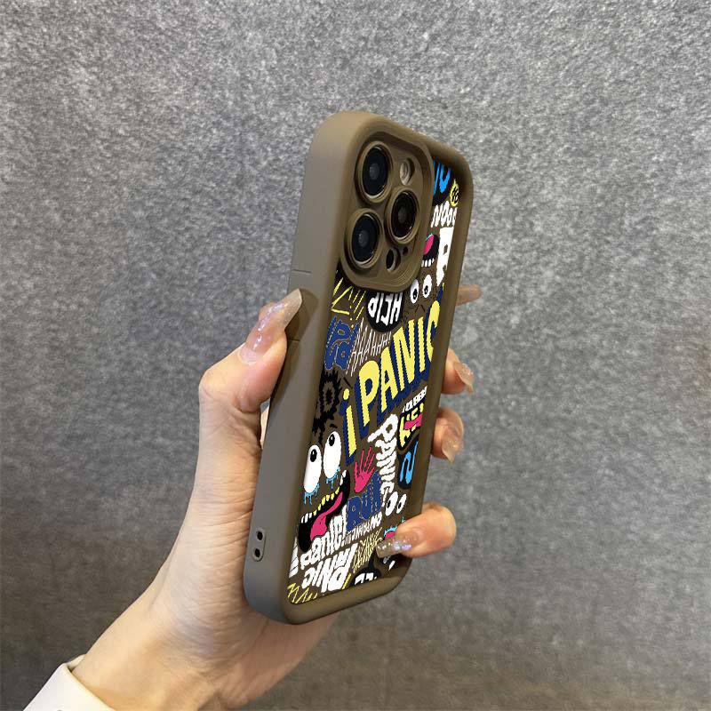 Graffiti-Style Silicone Phone Case for iPhone Models: 11, 12, 13 Pro, 14, and 15 Pro Max