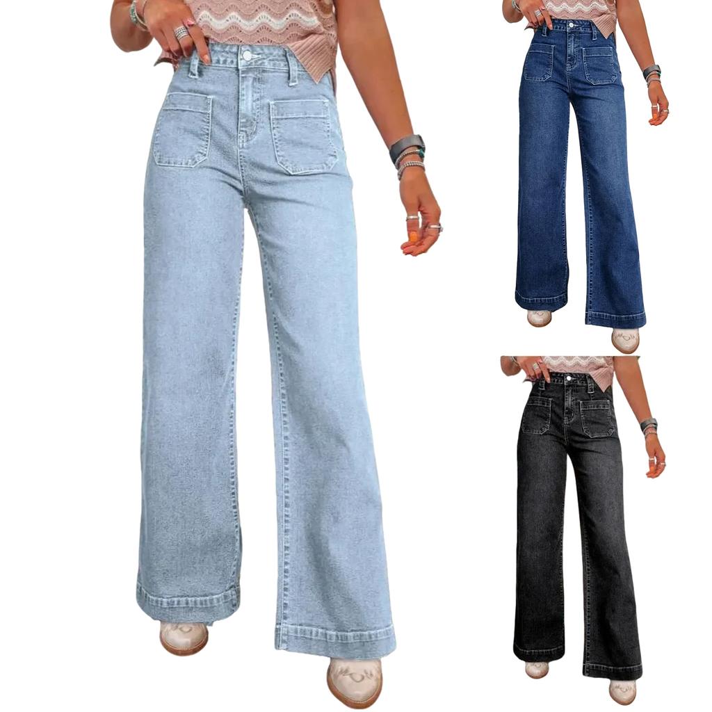 Ladies' Retro Straight Leg High Waisted Jeans