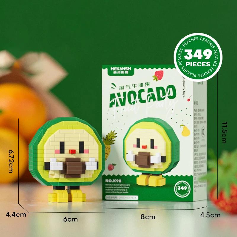 Frucht Avocado Mini Bausteine Cartoon Wassermelone Erdbeere Orange 3D DIY Ziegel Modell Kinderspielzeug Puzzle Heimdeko Geschenk