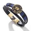 JMXD 12 Zodiac Punk Style Studded Leather Bracelet Hand-Woven Rope Zodiac Band Fashion Accessory Unisex Gift