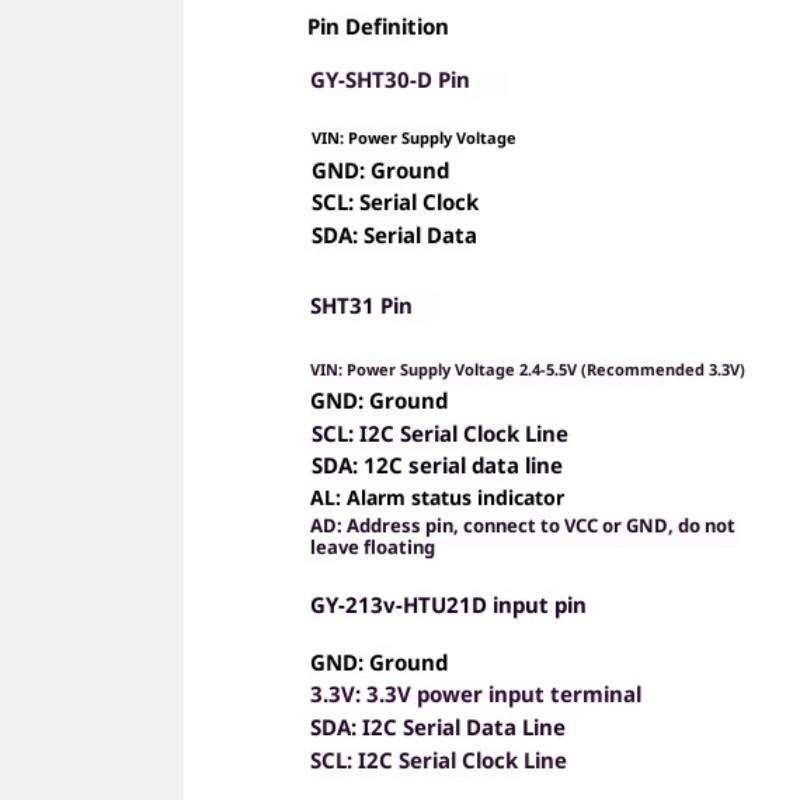 Sht31 Sht30 Temperature Sht31-D Humidity Sensor Module Microcontroller Iic I2C Breakout Weather 3V 5V Compliant For Arduono