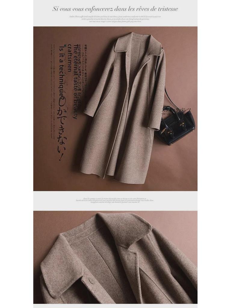 Women's Korean Style Woolen Coat - Autumn/Winter Doll Collar Mid-Length Jacket