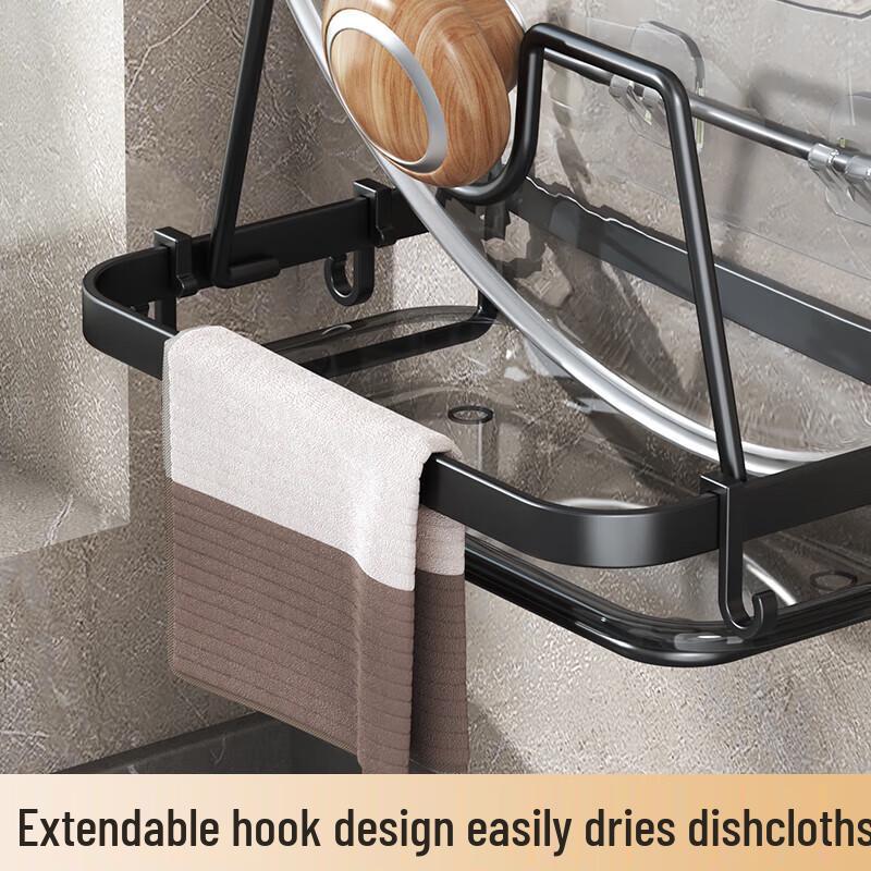 Xiyao No-Drill Wall-Mounted Kitchen Organizer Rack with Pot Lid and Chopping Board Holder