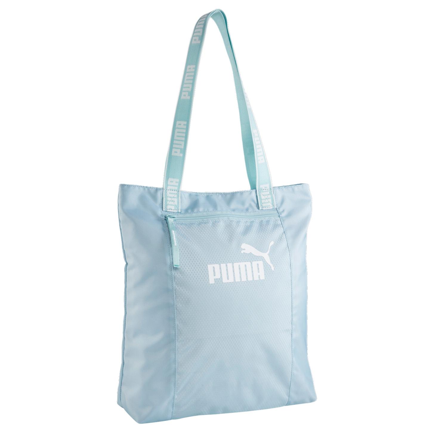 Puma Logo Zipper Closure Fabric Tote Bag Shopping Bag Shoulder Bag Unisex tote bags Tropical-Lake-Blue 090267-02 Tropical Lake Blue