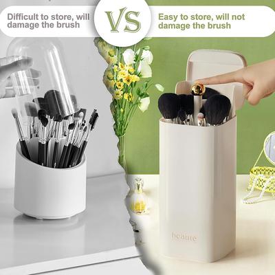 Automatic Lifting Makeup Brushes Holder Dustproof Makeup Brush Holder Desktop Makeup Tools Lipstick Eyebrow Pen Holder Container