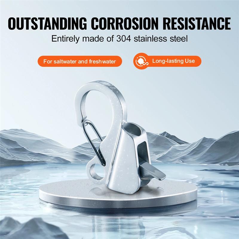 Stainless Steel Marine Yacht Boats Bumper Clip Quick Release Spring Adjustable Line Length Sliding Anchor Hooks