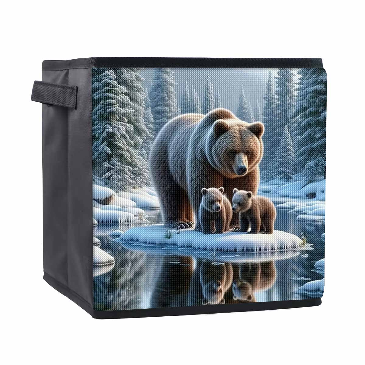 

The Brown Bear on The Island 5D Diamond Painting Storage Basket Full Round Drill Mosaic Diamond Embroidery Cross Stitch Kits Home Decor Home Decor 25cmx25cm