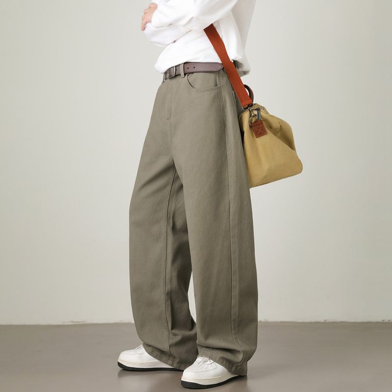 Pure Cotton Workwear Casual Pants Men's Straight-leg American Style Overalls 2025 New Arrival Autumn Loose Pants Wide Leg Matchet Pants