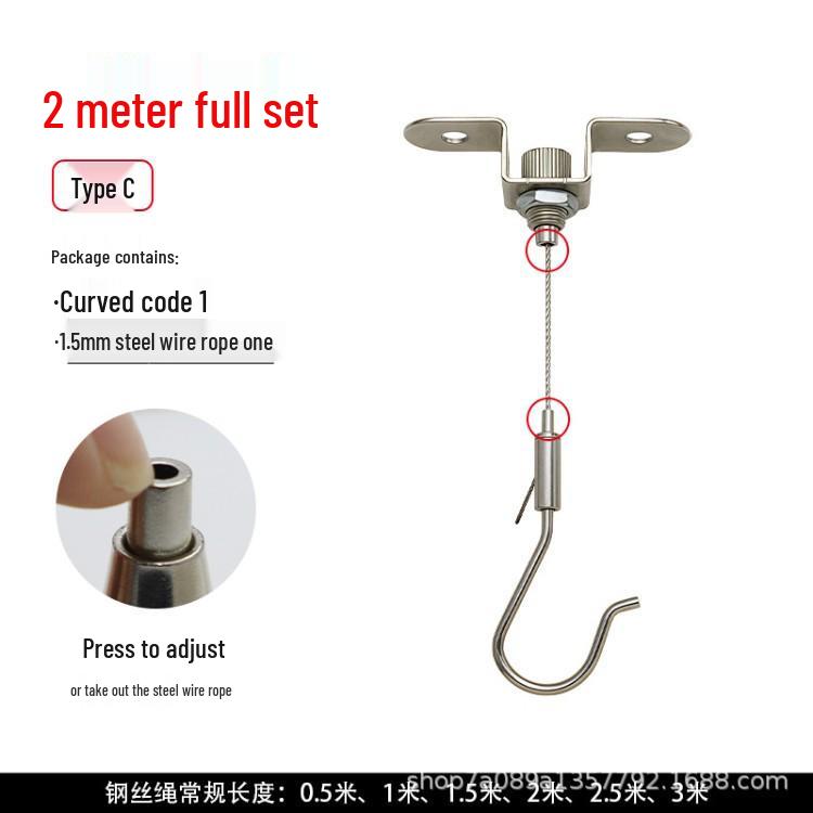 Stainless Steel Adjustable Wire Rope Hanging Hook for Art & Picture Displays
