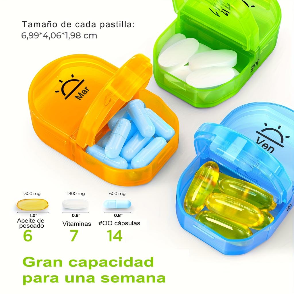 [Spanish Printing] 7 Day Pill/Tablet Box with 2 Compartments, Handy and Moisture Resistant Medicine Box