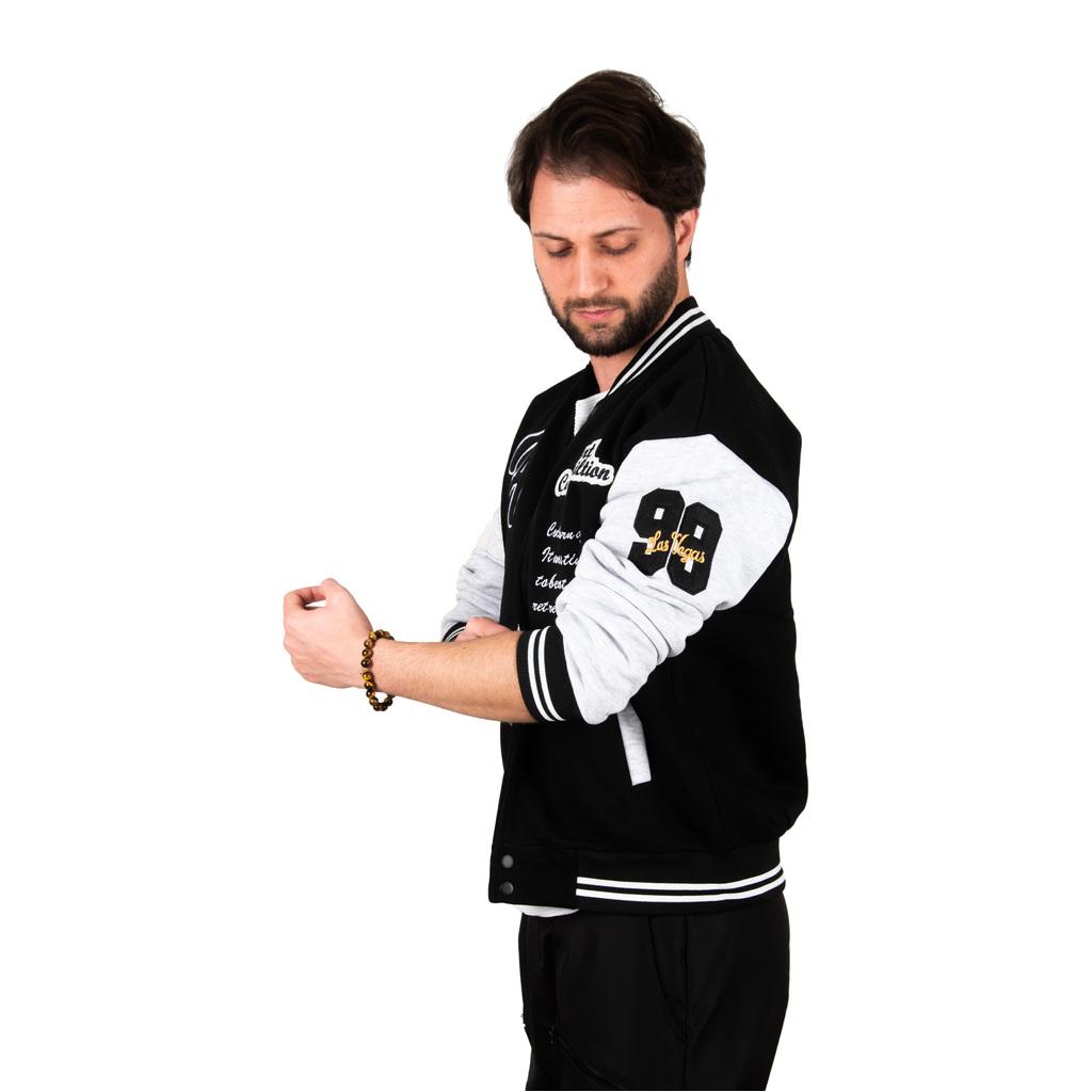 

Куртка колледжа DeepSEA в рубчик из трех ниток с вышитым текстом спереди и сзади 2304763 XXL серый