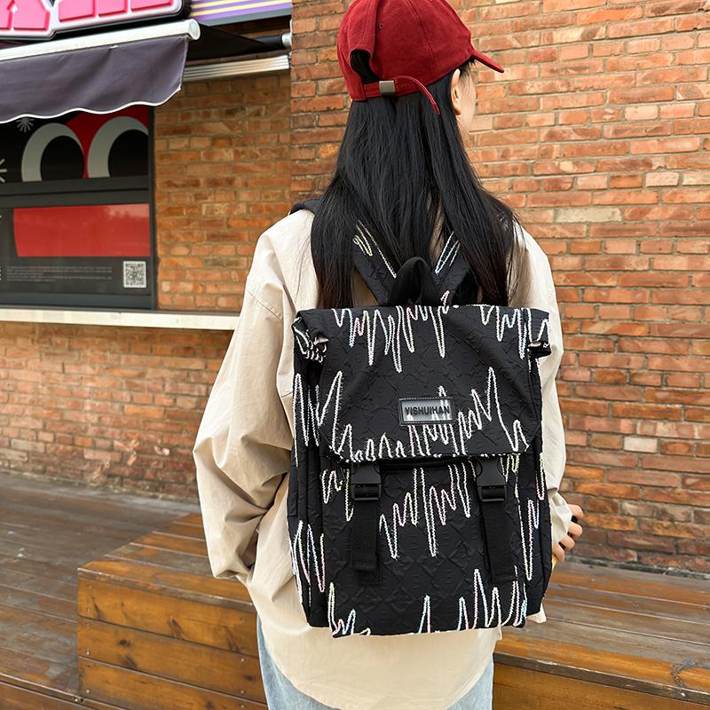 Embroidery Bag Women's Shoulder Bag Large Capacity College Style Backpack Student Schoolbag