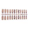 24Pcs Long Square False Nail Glossy White French Tip Full Covers Leopard Press on Nail Manicure For Any Occasion