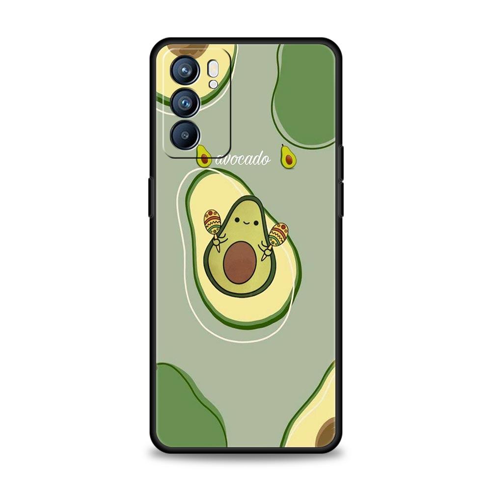 Cute Avocado Phone Case For Oppo A17 A31 A54 A57 A78 A79 A98 Find X5 X6 Reno 6 7 8 10 11 12 13 F Pro 5G Soft TPU Cover Funda Bag